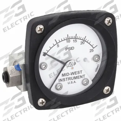 MIDWEST INSTRUMENT Differential Pressure Gauge: Back, 1/4 in NPT Female, ±3-2-3% Gauge Accuracy - Medium & High Operating Pressure Differential Gauges
