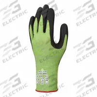 SHOWA Knit Gloves: M ( 7 ), ANSI Cut Level A6, Palm, Dipped, Microporous Nitrile, Nitrile, 1 PR (MPN XC820M-07). Key specifications — Glove Coating Finish: Showa S-Pattern; Brand: SHOWA; Glove Hand Style: Left and Right; Touchscreen Compatible: Yes; Includes Reinforced Thumb Crotch: No; Knit Material Color: Green; Size: M ( 7 ).