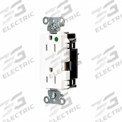 HUBBELL Receptacle: Hospital Grade, Decorator Duplex, 5-15R, White, 125V AC, 15 A, 2 Pole / 3 Wire (MPN HBL2172STW)