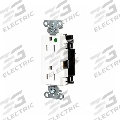 HUBBELL Receptacle: Hospital Grade, Decorator Duplex, 5-15R, White, 125V AC, 15 A - General Purpose Receptacles