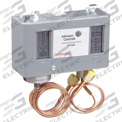 JOHNSON CONTROLS Dual Pressure Control: SPST, 12 in Hg to 80 psi Low Side, 100 psi to 500 psi High Side - Dual Pressure Controls