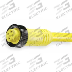 Cordset: 7/8"-16 Female Straight x Bare Wire, 4 Pins, Yellow, PVC, 6 ft Cable Lg, 16 AWG Wire Size (MPN 104000A01F060). Key specifications — Cable Jacket Color: Yellow; NEMA Rating: 6P; Cable Jacket Material: PVC; IP Rating: IP68; Wire Size: 16 AWG; Brand: BRAD HARRISON.