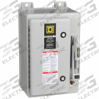 SQUARE D Safety Switch: Non-Fusible, 30 A, Three Phase, 600V AC, Non-Metallic - Non-Fusible Safety Switches