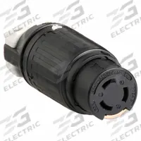 HUBBELL Locking Connector: Non-NEMA, Black/White, 250V DC/600V AC, 50 A Current Rating, 3 Poles (MPN HBL7764C). Key specifications — Brand: HUBBELL.