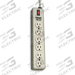 TRIPP LITE Outlet Strip: 6 Outlets, 6 ft Cord Lg, 15 A Current, UL 1363, Beige, 5-15P, 2 1/2 in Wd (MPN 6SPDX). Key specifications — Brand: TRIPP LITE; Mounting Style: Keyhole.