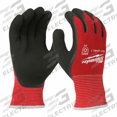 MILWAUKEE Work Gloves: 2XL ( 11 ), Palm, Double Dipped, Latex, Palm, Latex, Nylon ( 15 ga ) - Gloves with Latex Coating