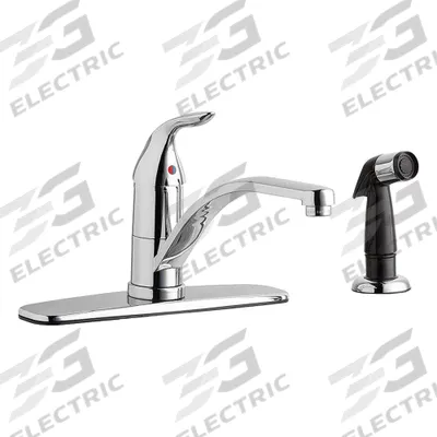 CHICAGO FAUCETS Low Arc Kitchen Faucet: 430, Brass, Single-Post, Deck, 4 Mounting Holes - Single-Post Kitchen Faucets