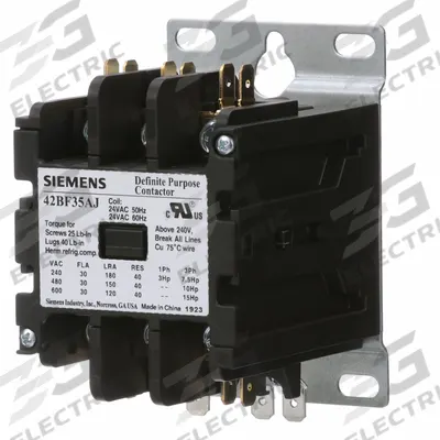 Siemens Definite Purpose Contactor: 3 Poles, 120V AC, 30 A, Non-Reversing - Non-Reversing Definite Purpose Contactors