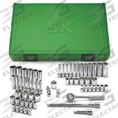 SK PROFESSIONAL TOOLS Socket Wrench Set: 1/4 in Drive, 60 Piece, 6-Point - SAE & Metric Socket Sets with Drive Tools
