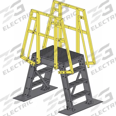 FIBERGRATE Crossover Bridge: 1.6 ft Platform Ht, FRP Composite, 500 lb Load Capacity - Space Saving Crossover Bridges