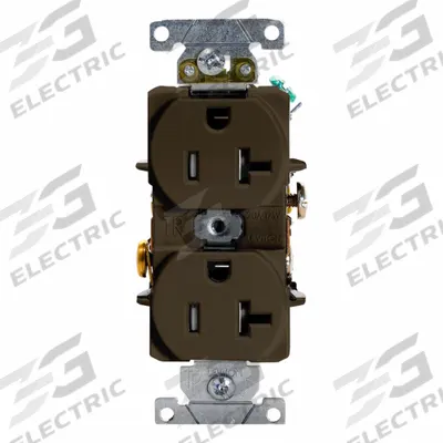LEVITON Plugs and Receptacles: Duplex, 5-20, Brown, 125V AC, 20 A, 2 Pole / 3 Wire (MPN T5362) - General Purpose Receptacles