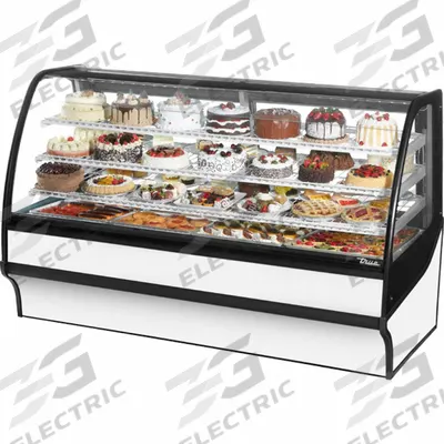 TRUE REFRIGERATION Refrigerated Merchandiser: 49 1/8 in x 77 1/4 in x 39 in, White - Curved Glass Display Refrigerator Merchandisers