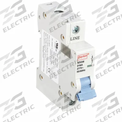 Dayton Supplementary Protector: 16 A Amps, 5kA at 277V AC, Screw Clamp, NDB2-63 D16/1 - D-Curve, 1-Pole UL1077 DIN Rail-Mount Supplementary Protectors