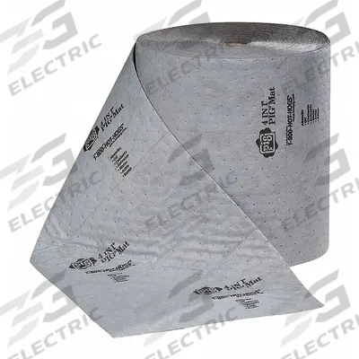 PIG Sorbent Roll: 150 ft Lg, 16 in Wd, Gray, Polypropylene, 150 ft Roll Lg - Foldable Sorbent Rolls