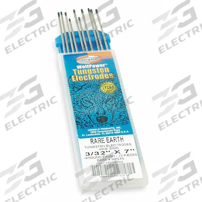 UNIWELD Tungsten Electrode: Rare Earth, 3/32 in x 7 in, Light Blue, EWG - Rare Earth Tungsten Electrodes