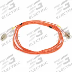 MONOPRICE Fiber Optic Patch Cord: Multi-Mode, 2 m Lg, LC End 1, LC End 2, Orange, PVC, 2 Fiber Count (MPN 2617). Key specifications — Fire Rating: Riser; Jacket Material: PVC; Number of Fibers: Duplex; Brand: MONOPRICE; _Fiber Optic Cable Style: 62.5/125µ OM1.