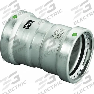 VIEGA MEGAPRESS Crimp Coupling Fitting: 3 in Pipe x 3 in Pipe Size, Press-fit x Press-fit - Potable Water Stainless Steel Press Fittings