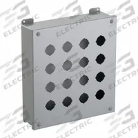 HAMMOND Push Button Enclosure: 30mm, 16 Holes, Carbon Steel, NEMA 12/13 (MPN 1435S). Key specifications — attr211299: HAMMOND; attr1043605: Indoor Dust & Water Droplets.
