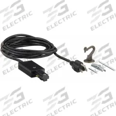 Cord and Plug Connector: Compatible with Track H, 1 7/16 in Wd, 11/16 in Ht, Black, 20 A Max Current (MPN 10F184). Key specifications — Compatible with Track Style: H; Voltage: 120V AC; Function: 3-Wire Cord & Plug Power Feed Connector; Brand: APPROVED VENDOR.