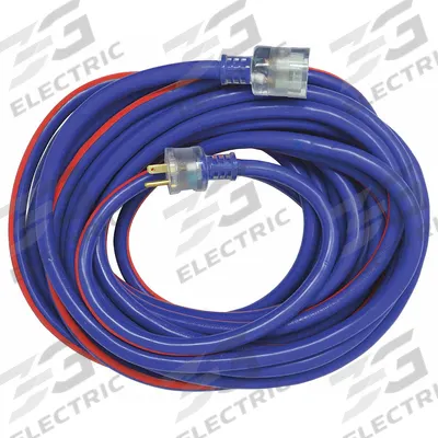 SOUTHWIRE Extension Cord: Outdoor Use, 50 ft Lg, Outlet, 5-15P, 10/3, SJTW, Blue/Red - Outdoor Extension Cords with Single Outlet