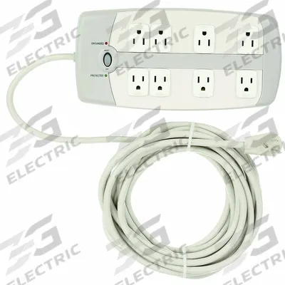 APPROVED VENDOR Outlet Strip: 8 Outlets, 25 ft Cord Lg, 1,050 J Rated Energy, 15 A Current - General Purpose Surge Protectors