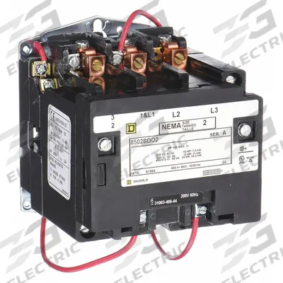 SQUARE D NEMA Magnetic Contactor: Non-Reversing, 3 Poles, NEMA Size 2, 45 A - Non-Reversing NEMA Contactors