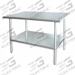 APPROVED VENDOR Work Table: Fixed Ht, Stainless Steel, 60 in x 30 in, 600 lb Overall Load Capacity (MPN 4UEK4). Key specifications — Brand: APPROVED VENDOR; Unit Type: Not Expandable or Modular.