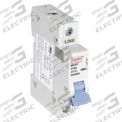 Dayton Supplementary Protector: 10 A Amps, 5kA at 277V AC, Screw Clamp, NDB2-63 - D-Curve, 1-Pole UL1077 DIN Rail-Mount Supplementary Protectors