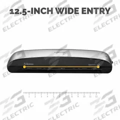 FELLOWES Laminating Machine: Hot Lamination, 4 min Warm-Up Time, 18 1/2 in Wd, 3 in Ht, 6.38 in Dp (MPN 5739701). Key specifications — Power Source: Electric; Brand: FELLOWES; Includes: Automatic Shut Off.