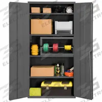 DURHAM MFG Storage Cabinet: 36 in x 18 in x 72 in, Swing Handle & Keyed, 14 ga Panel Thick, Frame (MPN 3602-95). Key specifications — attr62698: Gray; attr62736: Welded; attr87895: Frame; attr62693: Assembled; attr62737: Stationary; attr62694: Adjustable; attr62695: Powder Coated; attr62696: Steel.