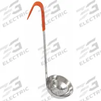 CRESTWARE Ladle: 8 oz Capacity, Stainless Steel, Orange, 15 in Overall Lg, Unfinished, 4 in Bowl Dia (MPN CL08). Key specifications — Manufacturer Part Number: CL08; Color: Orange; Material: Stainless Steel; NSF Certified: No; Product Type: Ladle; Brand: CRESTWARE.