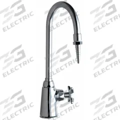 CHICAGO FAUCETS Laboratory Faucet: Faucet, Single-Post, For Distilled Water Media, 1 Handles, Cross (MPN 969-CTF). Key specifications — Brand: CHICAGO FAUCETS; Color/Finish: Chrome; Inlet Connection Type: NPT; Product Type: Faucet; Index Color: White; Flow Pattern: Inline.