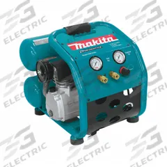 MAKITA Portable Air Compressor: Oil Lubricated, 4.2 gal, Twin Stack, 2.5 hp, 4.2 cfm @ 90 psi, 15 A (MPN MAC2400). Key specifications — attr48686: Oil Lubricated; attr48685: 120V AC; attr48678: 15 A; attr48688: Compressor Oil; attr48671: MAKITA; attr124308: Standard (75 dBA or more).
