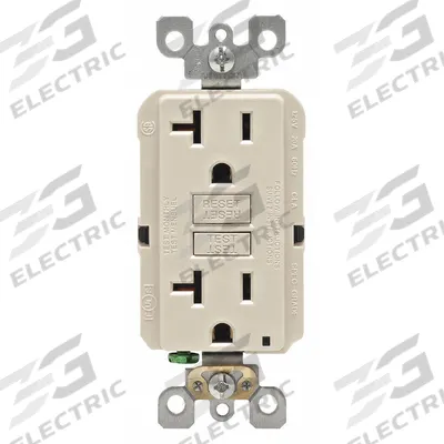 LEVITON GFI Receptacle: Decorator Duplex, 5-20, Light Almond, GFCI, 125V AC, 20 A - General Purpose Receptacles