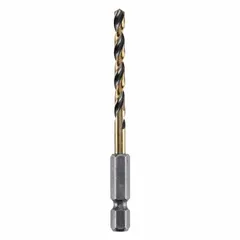 DEWALT Hex Shank Drill Bit: 5/32", 135° Split Point, Black & Gold HSS, Impact Rated (MPN DWA5010). Key specifications — attr1234973: Impact Rated; attr1234966: DEWALT; attr1234978: 0.1563.