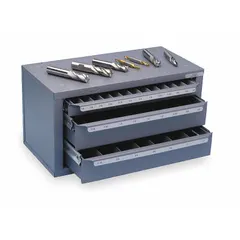 HUOT End Mill Dispenser: 29 Compartments, For 1/8" to 1" End Mills (MPN 13350). Key specifications — attr1199420: HUOT; attr1199421: 1/8 in to 1 in.