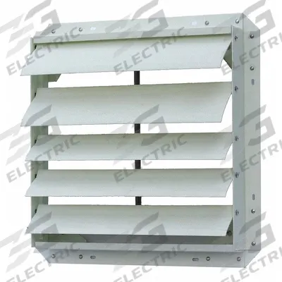 Dayton Manual Damper: For 18 in Fan, 21 in H, 21 in W, 3 3/8 in D, Fiberglass - Wall-Mount Backdraft Dampers