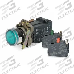 SCHNEIDER Illuminated Push Button: Illuminated, Flush Profile, Metallic, 22 mm, 1NO/1NC (MPN XB4BW3345). Key specifications — Brand: SCHNEIDER; Action: Momentary; Series: XB4; Push Button Material Type: Metallic.