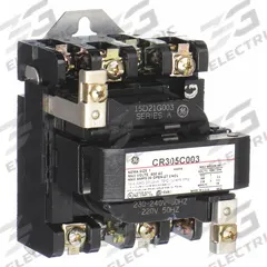 GE NEMA Magnetic Contactor: Non-Reversing, 3 Poles, NEMA Size 1, 27 A, 240V AC (MPN CR305C003). Key specifications — Brand: GE.