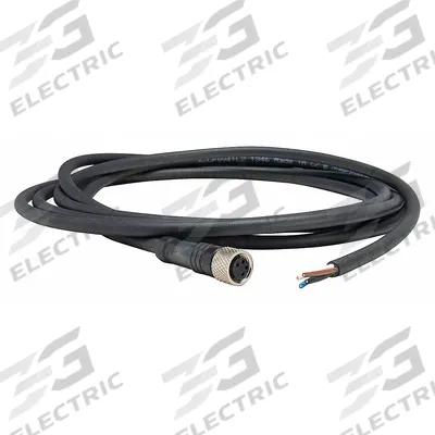 TELEMECANIQUE SENSORS Cordset: M8 Female Straight X Bare Wire, 4 Pins, Black, PUR, 2 m Cable Lg - Single-Ended Cordsets with PUR Jacket for Twisting Applications
