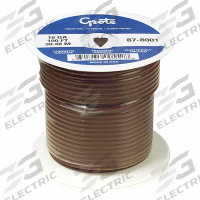 GROTE Automotive Cable: GXL, 100 ft, 1 Conductor, 12 AWG, Brown - XLPE-Insulated General Purpose Primary Wires