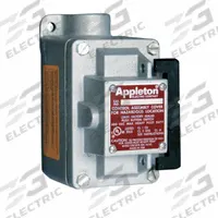 Control Station: 1 Gang, Rocker Arm, 4NO/4NC, On/Off, 0 Pilot Lights, 1 in, Dead-End Hub (MPN EFDB110345). Key specifications — Legend: On/Off; Action: Maintained; Contact Form: 4NO/4NC; Brand: APPLETON ELECTRIC; Operator Configuration Type: (1) Rocker Arm.
