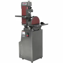 JET Belt and Disc Sander: For Metal, 230 V, Single-Phase, 1 1/2 hp, 6 in x 48 in Belt, 12 in Disc (MPN 414552). Key specifications — attr564072: Single-Phase; attr650959: Metal; attr564036: JET.
