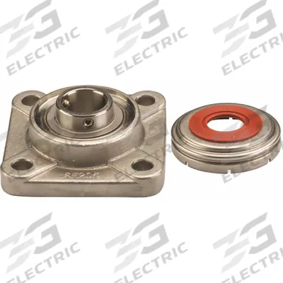 NTN 4 Bolt Flange Bearing: Radial Ball, 2 3/16 in Bore, SS, Set Screws - Food-Grade Flange-Mount Ball Bearings