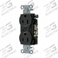 BRYANT Receptacle: Duplex, 5-15, Black, 125V AC, 15 A, 2 Pole / 3 Wire (MPN CRS15BLK)