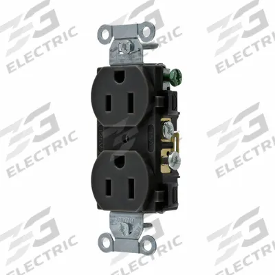 BRYANT Receptacle: Duplex, 5-15, Black, 125V AC, 15 A, 2 Pole / 3 Wire (MPN CRS15BLK) - General Purpose Receptacles
