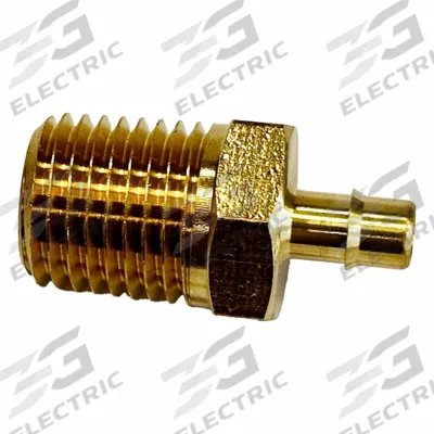 MEM-CO Mini Barb Fitting: 1/4 in Pipe x 3/16 in ID Size, MNPT x Tube, Brass - Standard Brass Barbed Tube Fittings