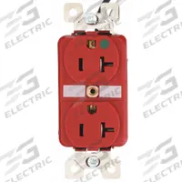 BRYANT Receptacle: Hospital Grade Fed. Spec., Duplex, 5-20R, Red, 125V AC, 20 A, 2 Pole / 3 Wire (MPN BRY8300RTR)