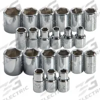 PROTO Socket Set: 1/4 in Drive, 22 Piece, 6-Point, Metric/SAE, 3/16 in to 9/16/4 mm to 14 mm (MPN J52219). Key specifications — attr1224269: 1/4 in; attr1204685: Not Tether Capable; attr1204650: 3/16 in to 9/16; attr1204673: Socket Bits Not Included; attr1204688: PROTO; attr1206170: Standard Sockets.