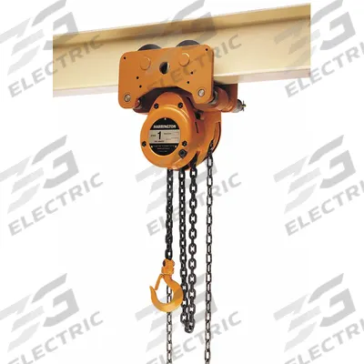 HARRINGTON Manual Chain Hoist: Push Trolley, 3,000 lb Lifting Capacity - Push Trolley Chain Hoists